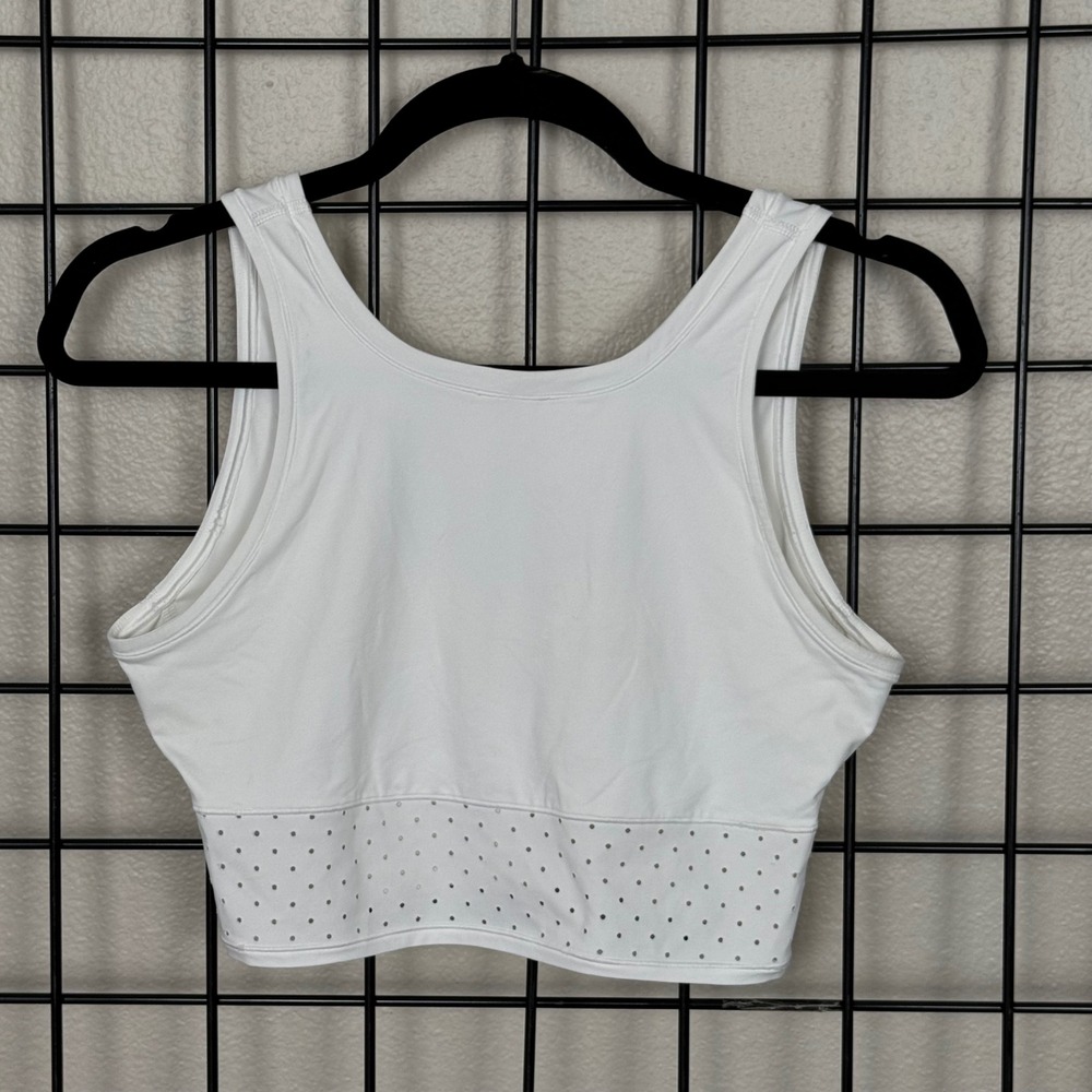 Lululemon Mind Over Miles Crop Tank Top Womens 6 White Perforated Activewear